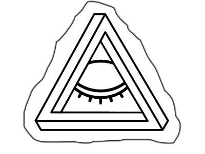 Drawing of a triangle with a closed eye inside.