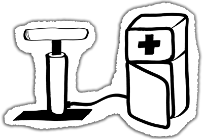 Drawing of a fridge connected to a cooling unit.