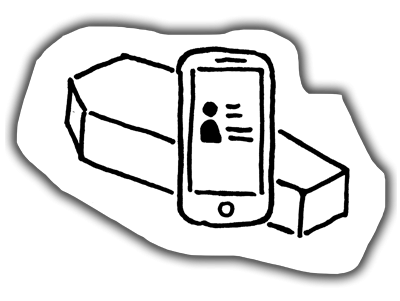 Drawing of a smartphone over a coffin