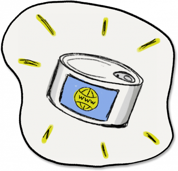 Drawing of a can with a World Wide Web label