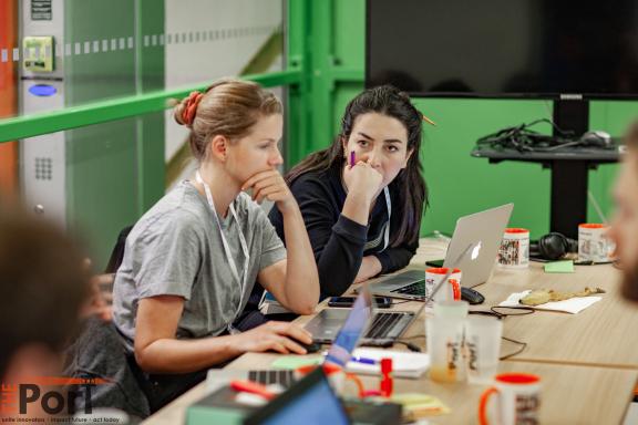 The Pier 91 team working on their project.